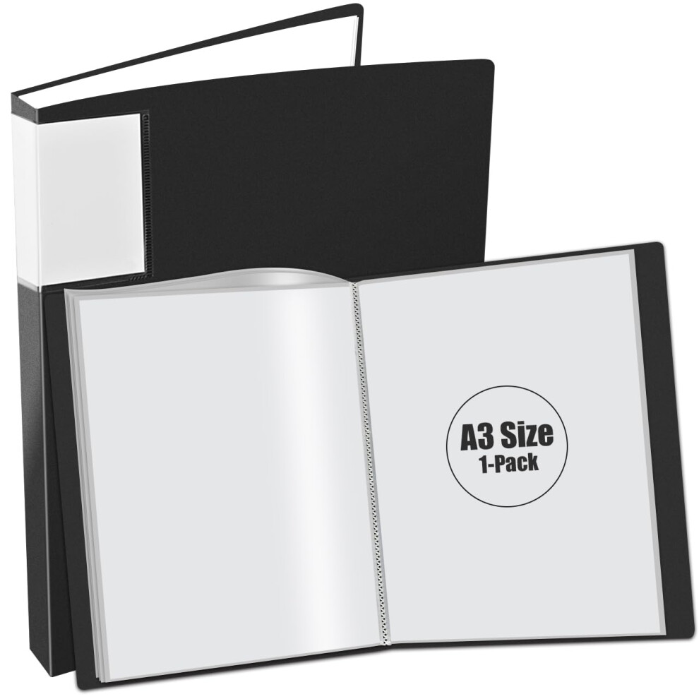 Photos - Other Furniture JIKIOU A3 Folder with Clear Plastic Sleeves, 40 Pockets Art Portfolio Presentation Folder 80 Views Storage Book for Painting