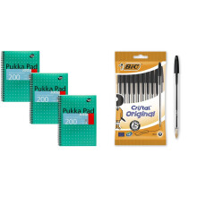 Pukka Pad Metallic Cover Wirebound Jotta Notebook B5 (Pack of 3) & Bic Cristal Origin