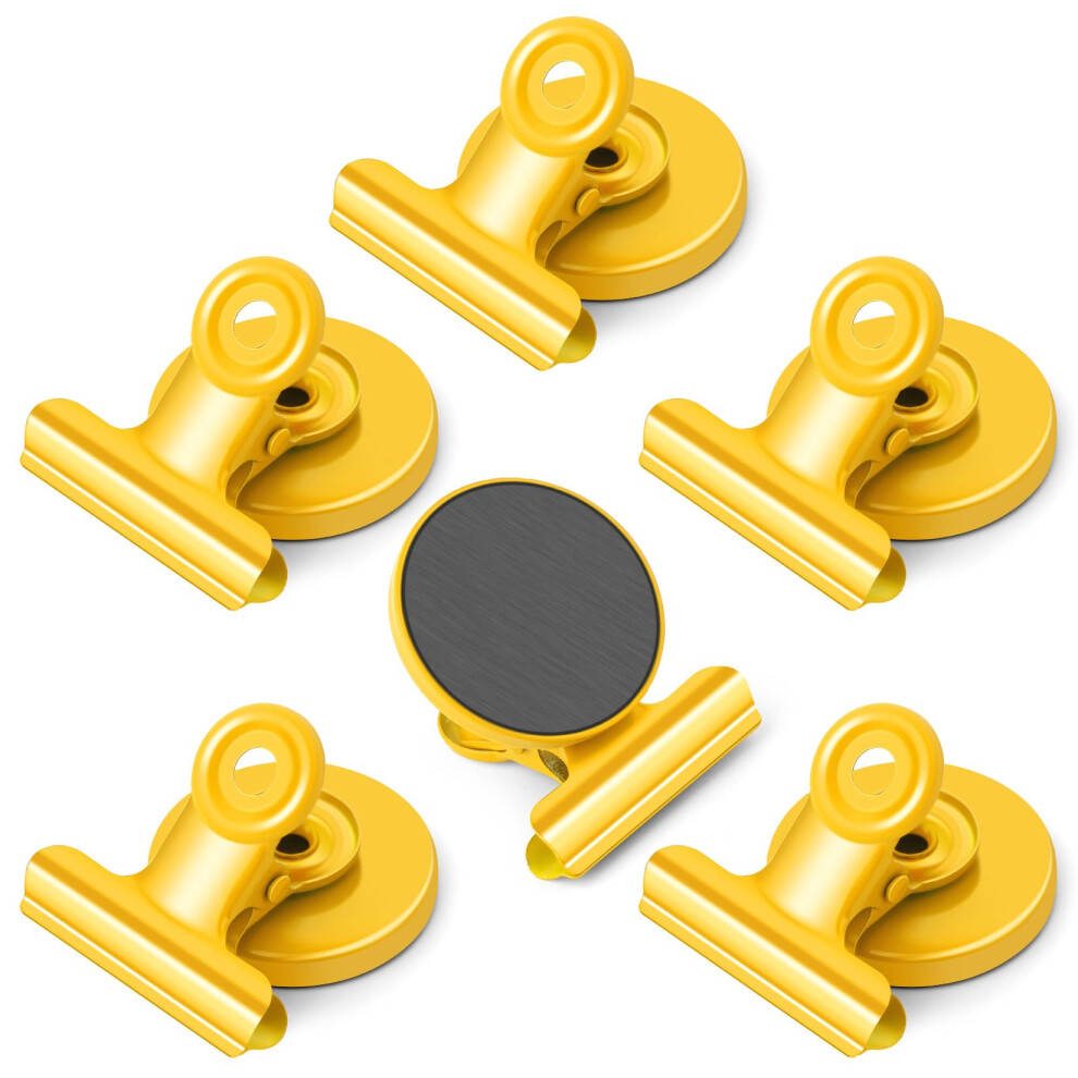 Findmag Magnetic Clip Pack, 6 Fridge Magnets With Clips, Strong Magnetic Clips Yellow 63329827
