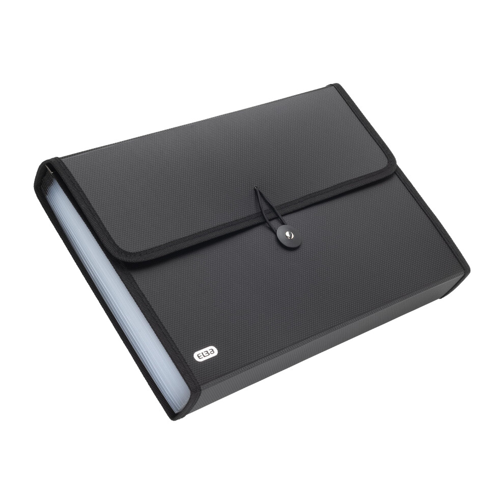 Photos - Other Office Equipment ELBA Black A4 Expanding File Folder with 13 Compartments – Plastic Accordion Document Organiser, Portable Filing Wallet for