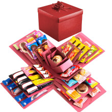 Pasdrucn DIY Explosion Gift Box, 5 Layer Snack Explosion Box with tape and ribbon, Sc