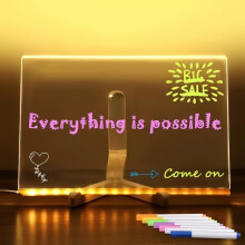 LED Note Board,Light Up Acrylic Board with 7 Colors Pen, Magic Led Note Board with Co