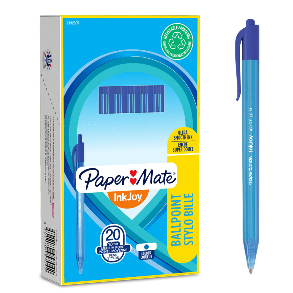 Paper Mate Inkjoy 100Rt Retractable Ballpoint Pens | Medium Point (1.0Mm) | | 20 Blue