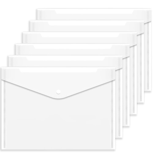 Clear Plastic Wallets A4 Plastic Folders Document Files Wallet Popper Wallets with Pocket Button 36 Pack 1