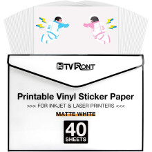 HTVRONT Printable Vinyl for Inkjet Printer & Laser Printer, 40 Pcs Matte Sticker Pape