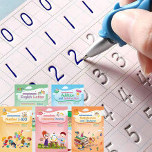 Magical Handwriting Workbooks Handwriting Practice Magic Copybook, Handwriting Aid Magic Pen Reusable Copybook Grooves Template Design for Children