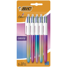 BIC 4 Colours Gradient Retractable Ballpoint Pens – Medium 1.0mm – Tri-Colour Gradient Barrel Designs – All-in-One Multi-Coloured Ink – Pack o