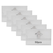 TMBMLPP 50 PCS Name Badges, Name Badges with Crocodile Clip and Safety Pin, Clear Bad