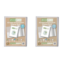 eco-eco A3 Size 50% Recycled 40 Pocket Clear Presentation Display Book, Storage Case