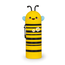 Legami - Kawaii School Pencil Case 2 in 1 Soft Silicone, Bee Theme, Table Pen Holder,