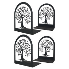 Tree of Life Decorative Book Ends, Heavy Duty Metal Bookends, Black Book Support for
