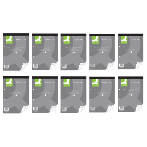 Q-Connect A4 Graph Refill Pad 80 Sheet (10 Pack) KF02231 , White