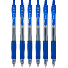PILOT Pen 2605 G2 07 Gel Ink Pen 0.7 mm Tip 0.38 mm Line Width 0.38 mm Refillable BL-G2-7 Blue (Pack of 6)