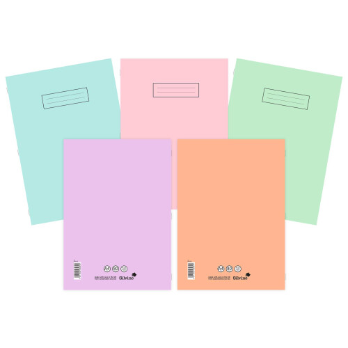 Silvine A4 Exercise Books Assorted Pastel Colours (Pack of 10)
