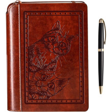 SETTINI Cat Journal - Hardcover Vegan Leather, Unique Pen Holder, Lined, 192 Pages, 1