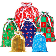 36pcs Christmas drawstring bags for gift xmas foil pull string tie wrapping bags good