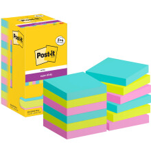 Post-it Super Sticky Notes, 720 Sheets, Pack of 8 Pads, 76 mm x 76 mm - Holds Strong to Many Surfaces - Turquoise, Green, Pink - f
