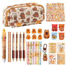 GwaOery 80PCS Capybara Stationery Gift Set Multifunctional Pencil Case Pouch Large Ca