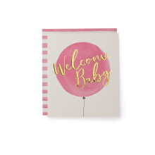 Kindred | Welcome Balloon Baby Girl Card | Newborn Gifts | For New Parents | White &