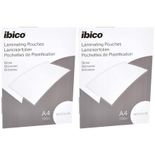 Ibico Basics A4 Laminating Pouches, Medium Weight, Pack of 200, Gloss Finish, Crystal