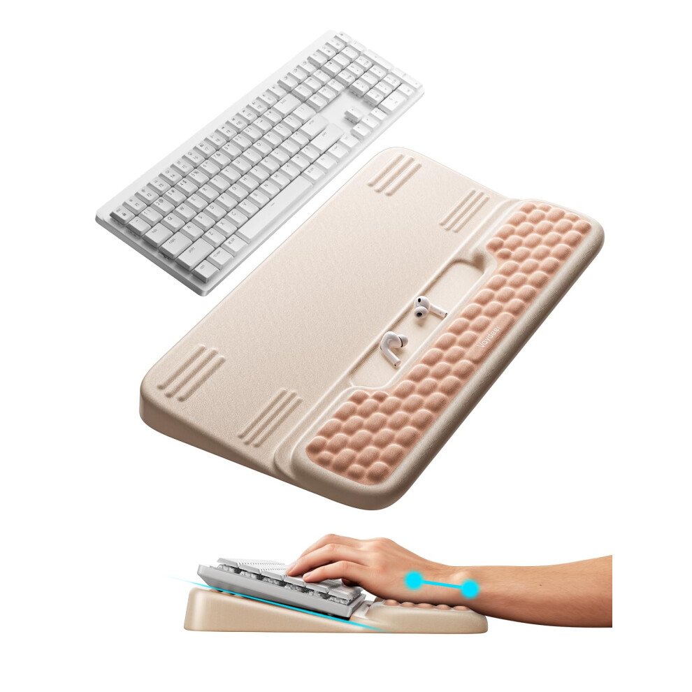 Vaydeer Ergonomic Keyboard Wrist Rest & Stand - 2-In-1 Adjustable Keyboard Riser With Cloud Memory Foam Pad, Dual-Tilt (3 & 12.5), Non-Slip Bas Pink 769044125970
