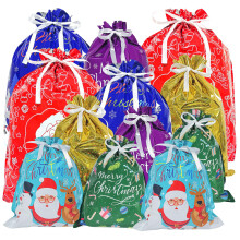 zidviyi 34Pcs Christmas Drawstring Gift Bags, Large Medium Small Foil Christmas Wrapp