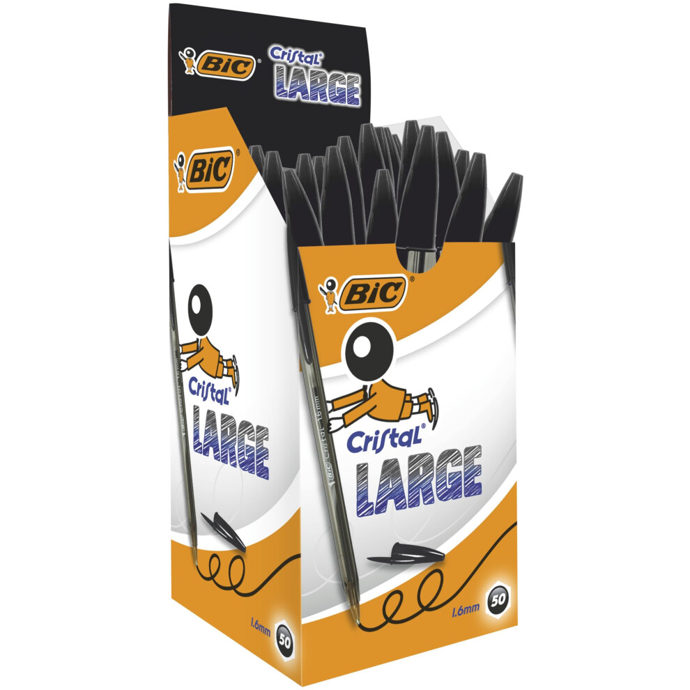 Bic Cristal Large Ballpoint Pens, Every-Day Biro Pens With Wide Point (1.6 Mm), Ideal