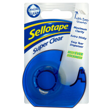 Sellotape Super Clear Tape with Easy Tear Dispenser, Extra Sticky & Maximum Clarity,