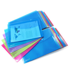 Rapesco 1495 ECO Recycled Popper Wallets, A4+, Assorted Bright Transparent Colours, P