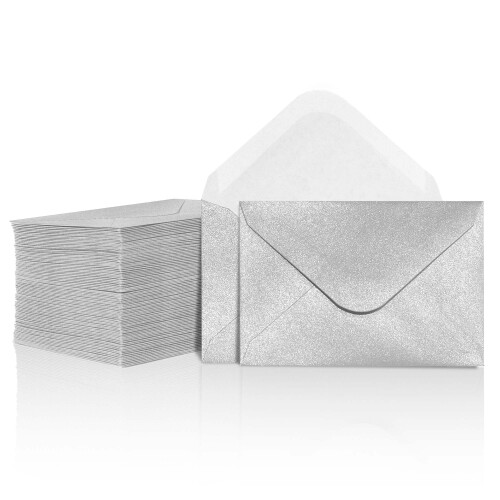 Small Envelopes, 100-Count Mini Envelopes for Gift Cards, Business Cards & Notes, Sil
