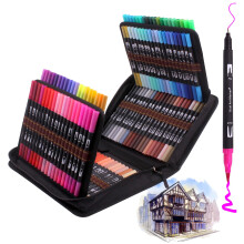 Laconile Colouring Pens,120 Dual Tip Brush Pens Watercolour Brush Fineliner Felt Pens