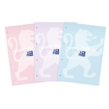 Oxford Campus, Lined Paper A4 Refill Pad, 140 Pages, Pastel Colours, Pack of 3