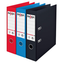 Rexel Choices A4 Lever Arch Files, 3-Pack Assorted Colors (Black, Red, Blue), Durable