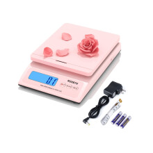 MUNBYN Shipping Scale, Accurate 30kg 66lb/0.1oz Postal Scale, with Pink Style, Hold/Tear/PCS Function, Auto-Off, Battery & AC Adapter, Back-Lit LCD D