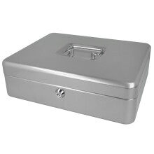 Westcott Lockable Cash Box (large, 30 cm) Silver | Lockable box made of sheet steel w