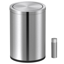 Mbillion Small Trash Bin with Swing Lid 9 Liter, Mini Trash Can with lid, Stainless S