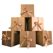 GP SUP 6 Pcs Squared Boxes with Lids & Ribbons,Gold Box for Birthday,Christmas,Annive