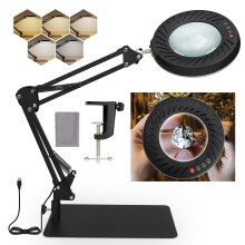 RealPlus 10X Magnifying Glass with Light and Stand, 5-Colour Mode, Seamless Dimming,