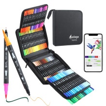 AEDAGA 100 Numbered Dual Tip Colouring Pens with Free App,Felt Tip Pens for Adult Col