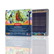 Derwent Inktense Permanent Watercolour Pencils, Set of 24 in a Tin, 4mm Premium Core, Water-Soluble, Ideal for Colouring, Painting and Crafting, Prof