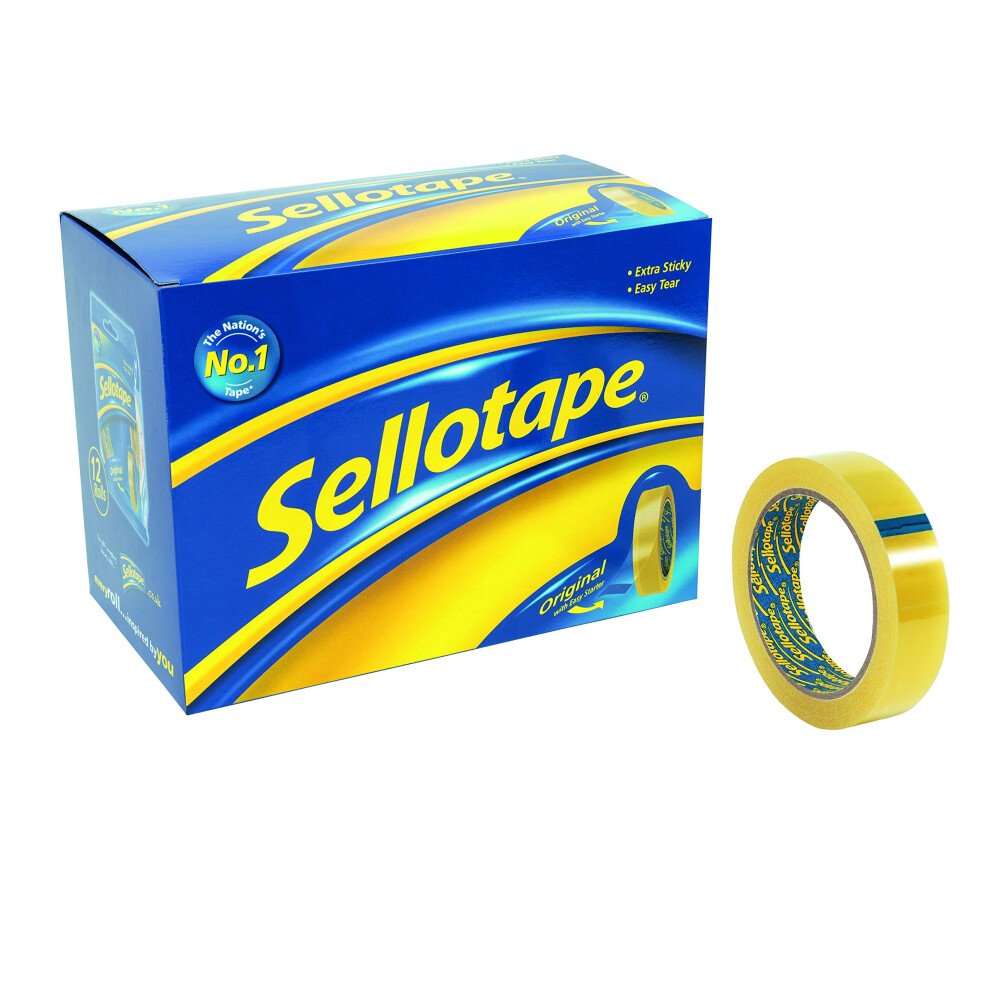 Sellotape Original Golden Tape, Extra Sticky & Easy Tear, Large, 24Mm X 66M Pack Of 60873200