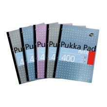 Pukka Pad A4 Refill Notepad – 5 Pack of Notebooks with 400 Pages of 80GSM Paper, 4-Ho
