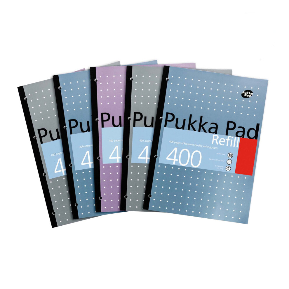 Photos - Other Office Equipment Pukka Pad A4 Refill Notepad – 5 Pack of Notebooks with 400 Pages of 80GSM Paper, 