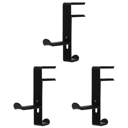 3Pièces Support Casque Sous Bureau Métal Noir Compact Résistant 2