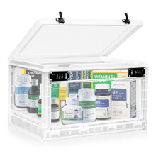 Large Medicine Lock Box with Dual 3-Digit Combination Locks, 24.8L Lockable Storage B