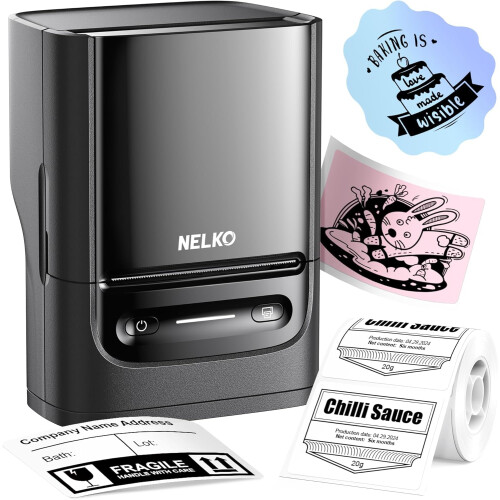 Nelko PM220 Bluetooth Thermal Label Printer, Portable Label Maker Machine for iOS & A
