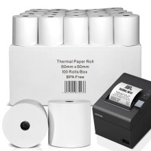 80x80mm Thermal Paper Rolls – Premium BPA-Free Receipts, 100 Rolls Case Pack Till Rol