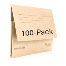 Railex Pocket Folder Foolscap Document Wallets - Ivory Folders Pack of 100 for Paperw
