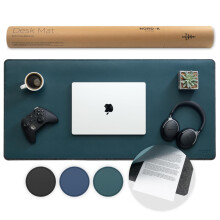Nordik Felt and Leather Desk Mat Non-Slip - Green - 89 X 43 CM - Felt and Vegan Leath