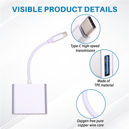 3 in 1 TYPE-C to -Compatible 4K Adapter Cable Converter Type-C to -Compatible USB HD Cable Docking Station 1